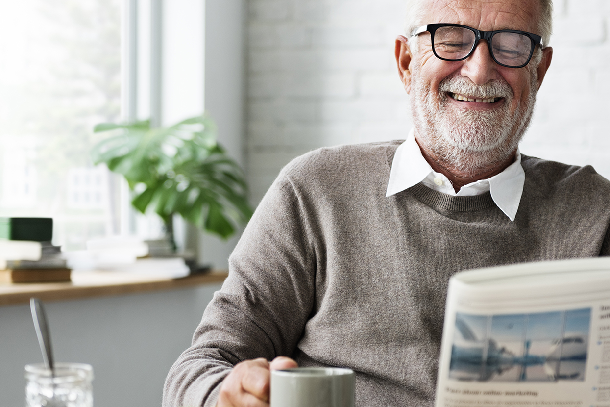Grandfather Newspaper Coffee Retirement Man Concept